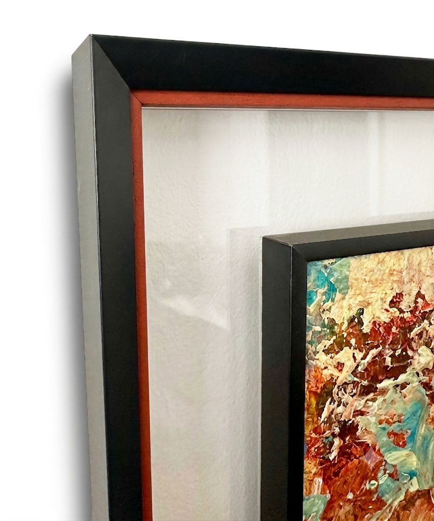  Alu Minets Noir mat filet rouge vif cache-clous noir mat plexi transparent 