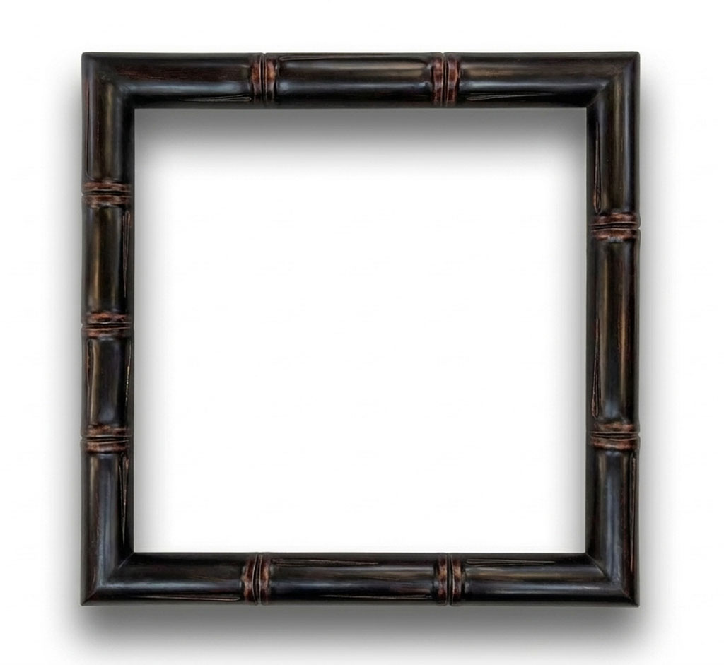 Jonc 60 Sculpté bambou noir sur assiette brique
